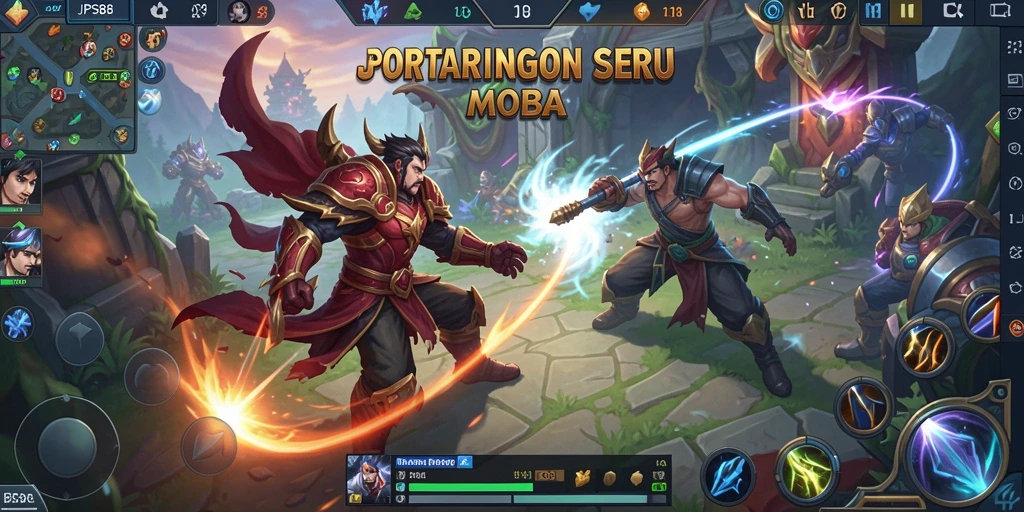 Tampilan dinamis gameplay JPS88 yang menegangkan dalam pertarungan MOBA.