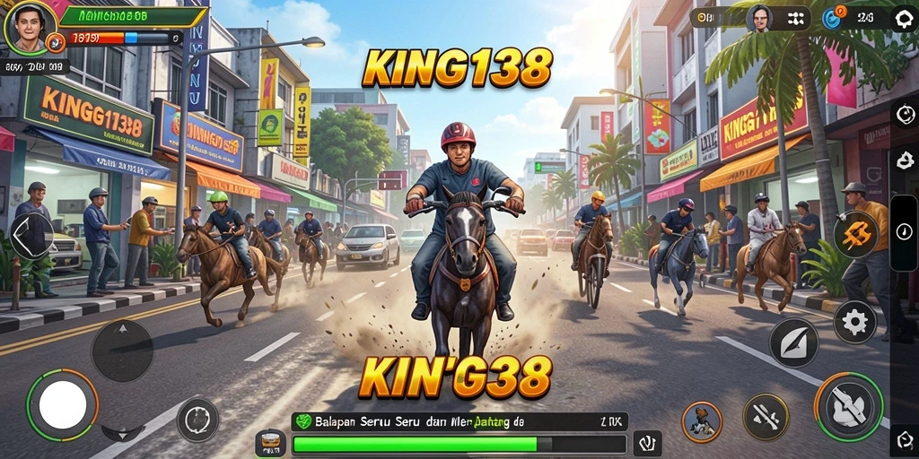 Gameplay KING138 yang mendebarkan di lintasan balap.