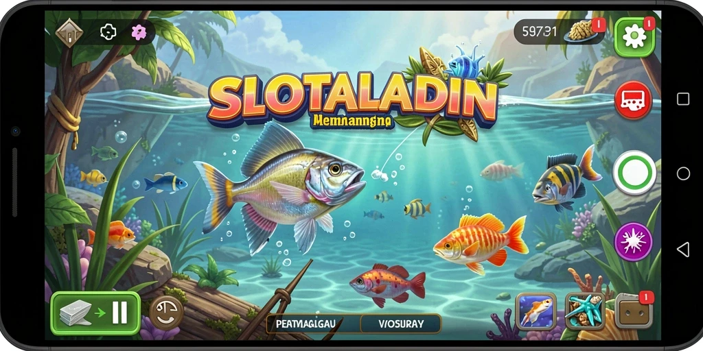 Gameplay SLOTALADIN yang seru saat menangkap ikan.