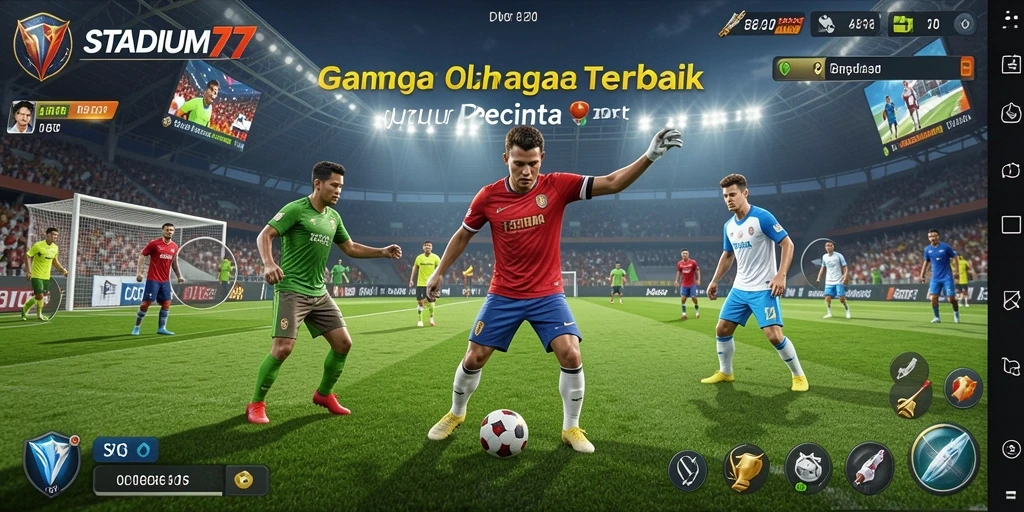 Gameplay STADIUM77 yang menampilkan pertandingan olahraga yang mendebarkan.