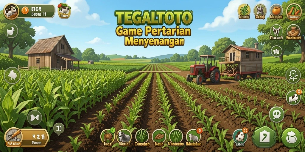 Tampilan gameplay TEGALTOTO saat bertani dengan grafik menawan.