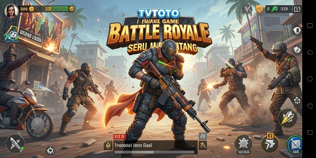 Screenshot gameplay TVTOTO dengan aksi Battle Royale yang seru.