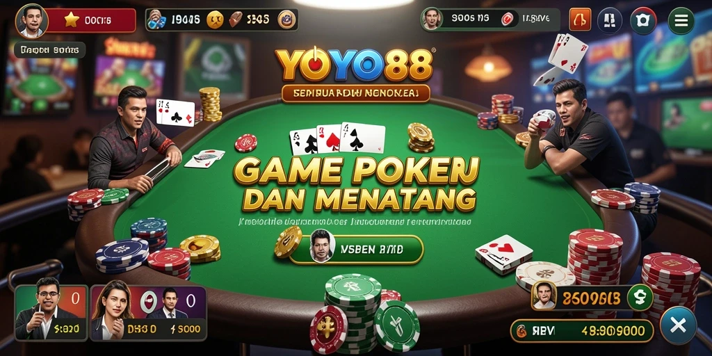 Screenshot utama YOYO88 menampilkan gameplay poker yang mendebarkan.